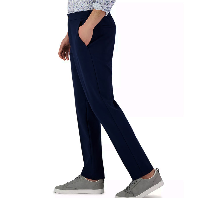 Navy Blue Regular-Fit Solid Tech Pants