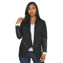 Black Leather Sleeve Cardigan Sweater
