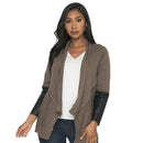 Taupe Leather Sleeve Cardigan Sweater