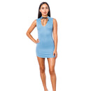 Front Tie Blue Dress