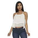 White Spaghetti Strap Race Back Lace Top