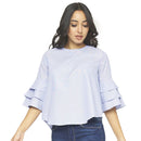 Blue Ruffle Sleeve Top