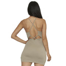 Dark Tan Ribbed Bodycon Mini Dress