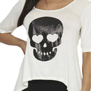 White Sequin Skull Top