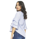 Blue Ruffle Sleeve Top