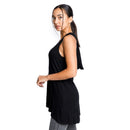 Black Sleeveless Hooded Tunic Top