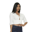 White V-Neck Crop Top