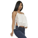 White Spaghetti Strap Race Back Lace Top