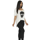 White Sequin Skull Top