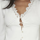 White V-Neck Crop Top