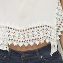 White Spaghetti Strap Race Back Lace Top